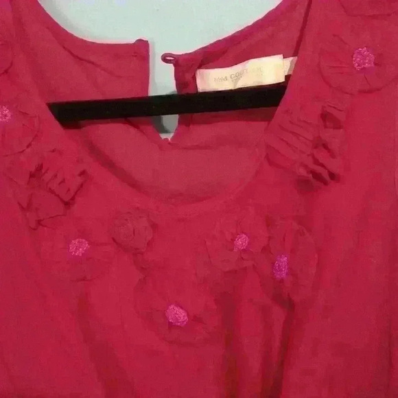 M M couture pink mini dress size M cotton silk boho - Picture 2 of 5